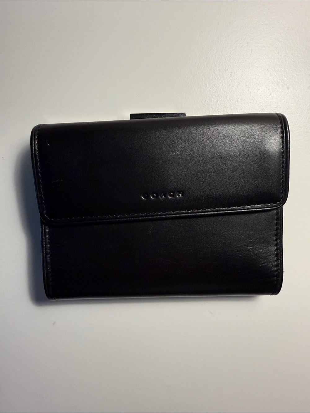 COACH Black Leather Wallet Coin Case